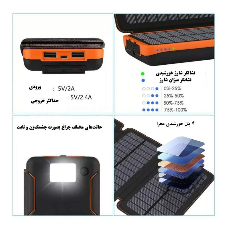 پاوربانک خورشیدی Solar4Fold مدل WSC15 ظرفیت 20000mAh image gallery