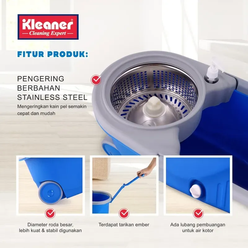 ست سطل و تی زمین‌ شوی Kleaner مدل GST002 Tornado Mop ظرفیت 8 لیتر image gallery