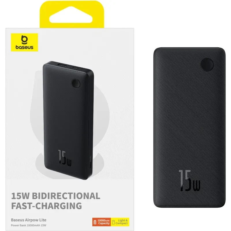 پاوربانک باسئوس 15 وات مدل Airpow Lite PPAP-10A ظرفیت 10000 میلی آمپر ساعت image gallery