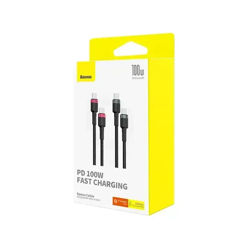 کابل شارژ Type-C to Type-C باسئوس مدل Cafule Series با طول 2 متر 100 وات (2عددی) image gallery