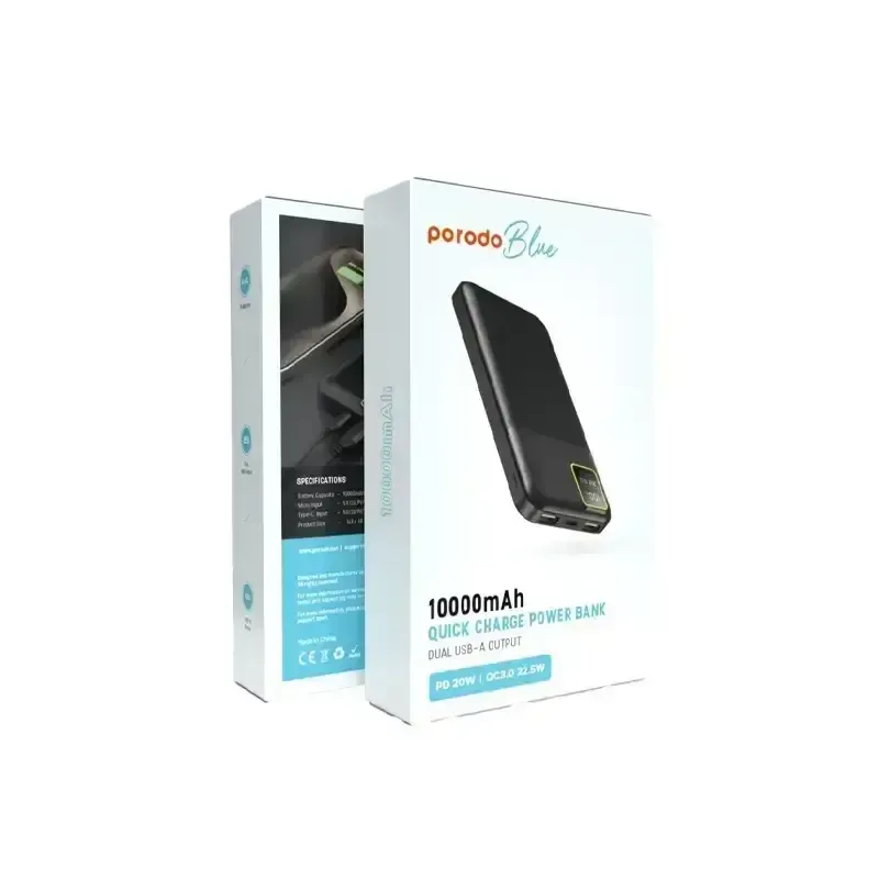پاوربانک پرودو مدل Porodo Blue Quick Charge pb-22wPb10k با ظرفیت 10000 میلی‌آمپر ساعت image gallery