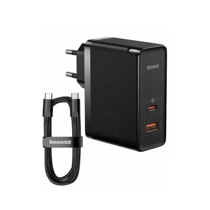 شارژر دیواری دو پورت باسئوس مدل GaN5 Pro C+U توان 100 وات (همراه کابل) image gallery