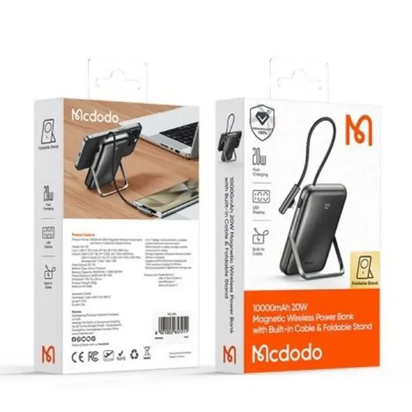پاوربانک وایرلس 10000 مگنتی مک دودو مدل MC-1811 توان 20 وات دارای کابل متصل و استند image gallery