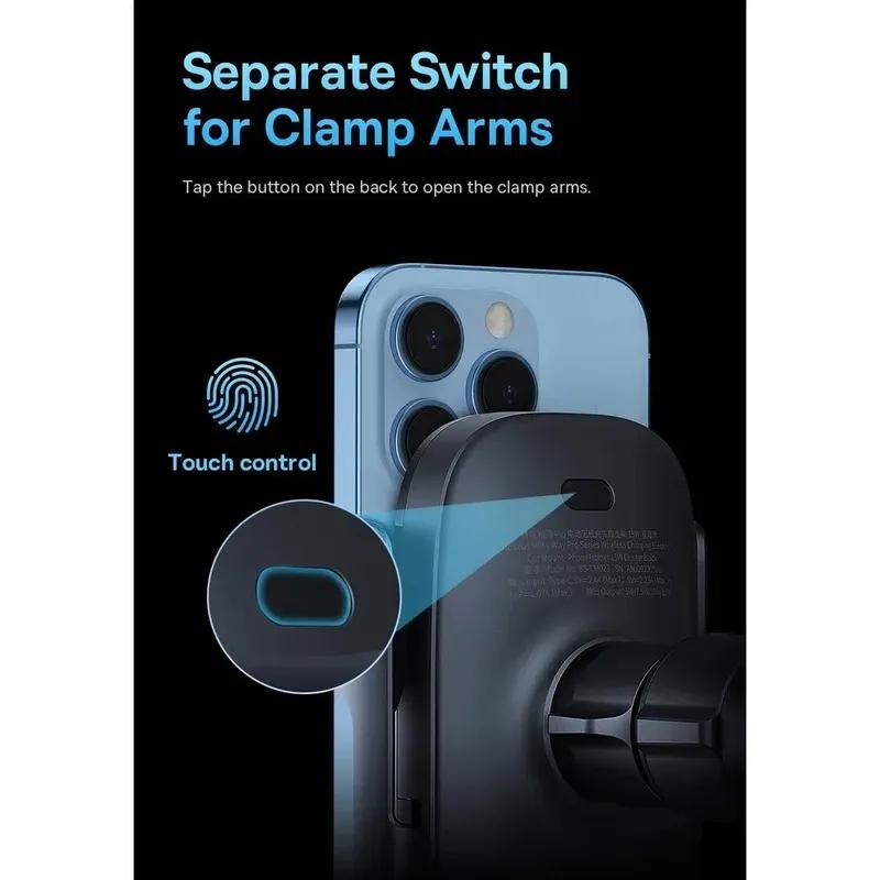 هولدر دریچه کولری و شارژر وایرلس بیسوس مدل BS-CM023 Milky Way Pro C40357000111-00 توان 15 وات image gallery