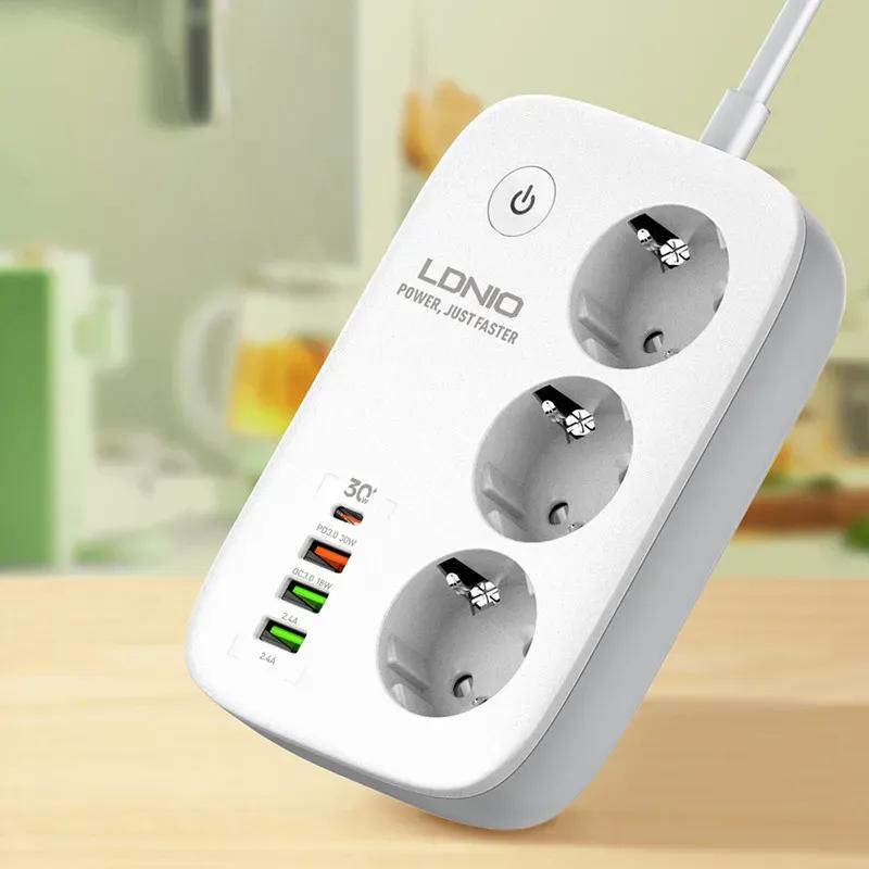 چند راهی برق و شارژر هوشمند الدینیو مدل LDNIO SEW3452 دارای 4 پورت image gallery