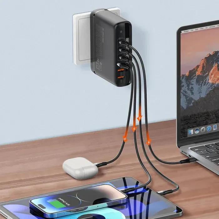 شارژر دیواری 6 پورت الدینیو مدل A6140C GaN توان 140 وات image gallery