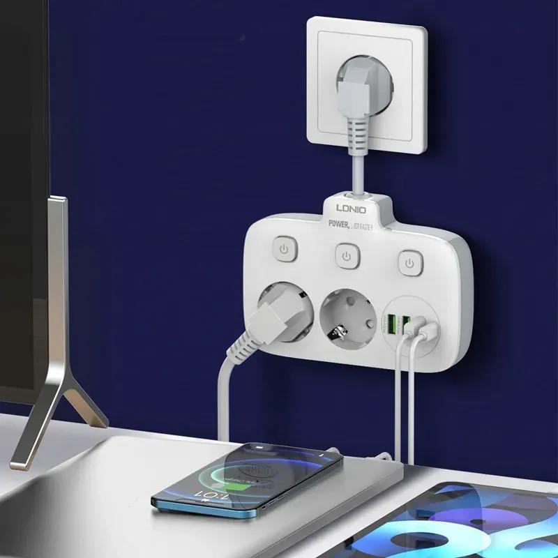 چند راهی برق و شارژر الدینیو مدل  SE2435 دارای 4 پورت image gallery