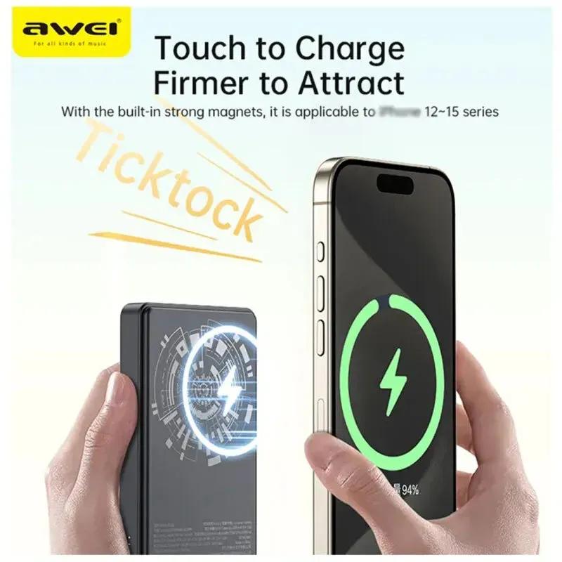 پاوربانک وایرلس فوق نازک 10000 مگنتی اوی مدل P33K توان 22.5 وات image gallery