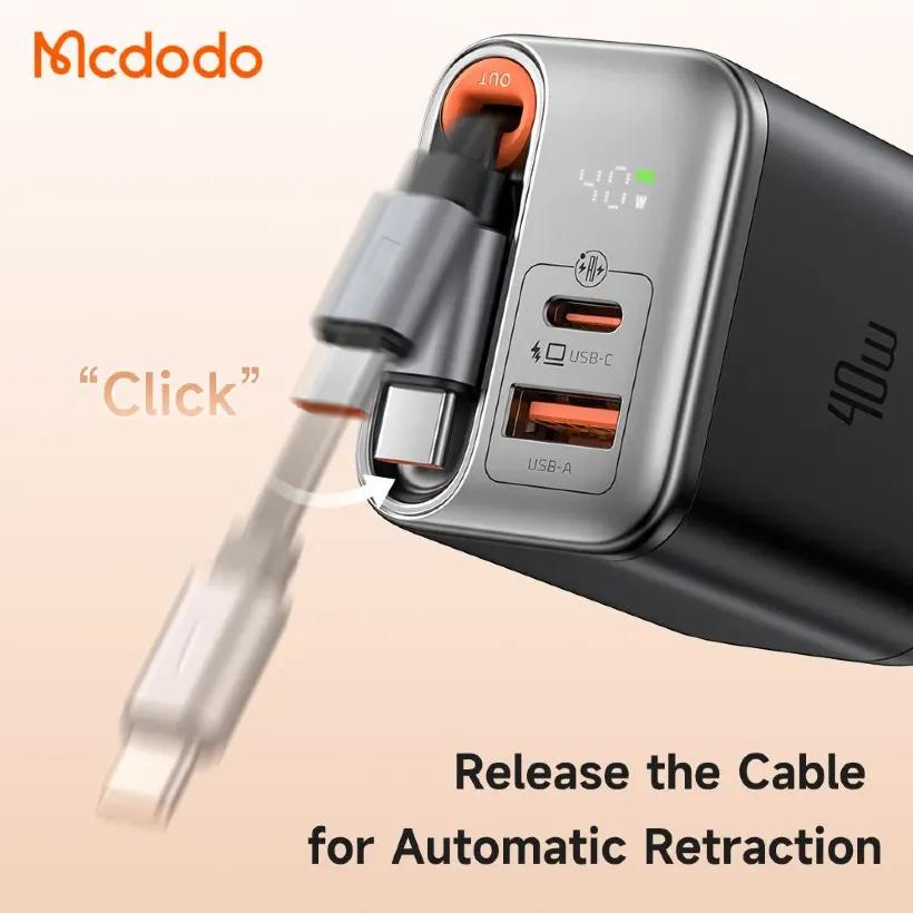 شارژر دیواری 2 پورت مک دودو مدل CH-428 FreeGo GaN توان 40 وات همراه با کابل متصل image gallery