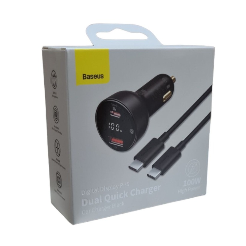 شارژر فندکی فست شارژ بیسوس Baseus Superme Digital Display CCZX-100C TZCCZX-01 توان 100 وات با کابل image gallery