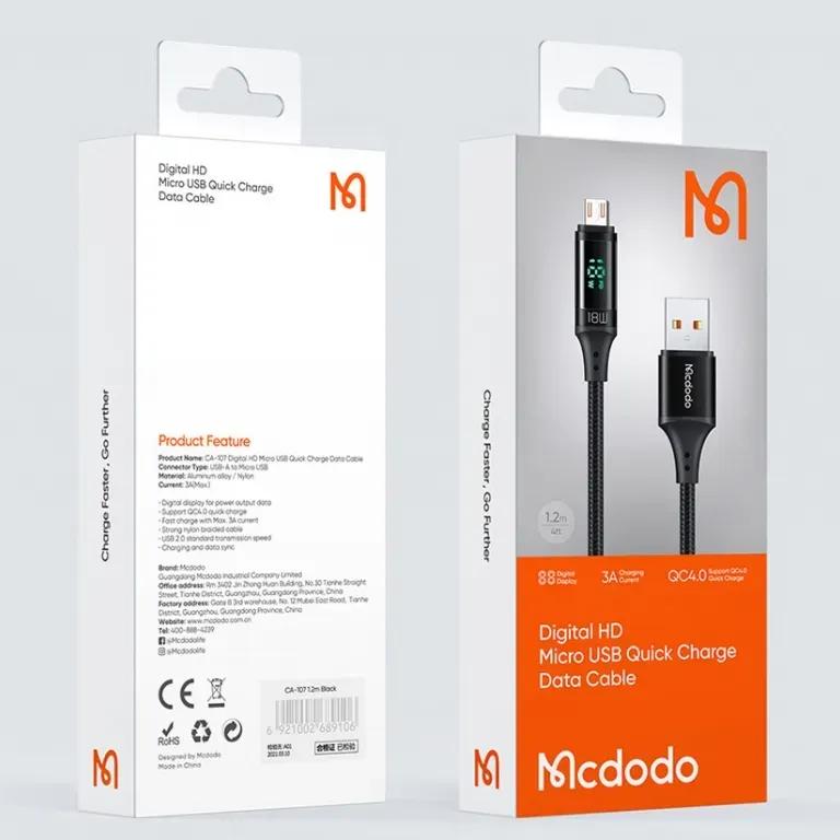 کابل میکرو یو اس بی مک دودو مدل CA-1070 Digital HD Quick Charge Data طول 1.2 متر توان 18 وات image gallery