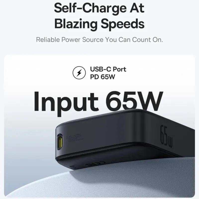 پاوربانک 20000 باسئوس مدل Free2Pull P10073700123 توان 65 وات با کابل تایپ سی جمع شونده image gallery