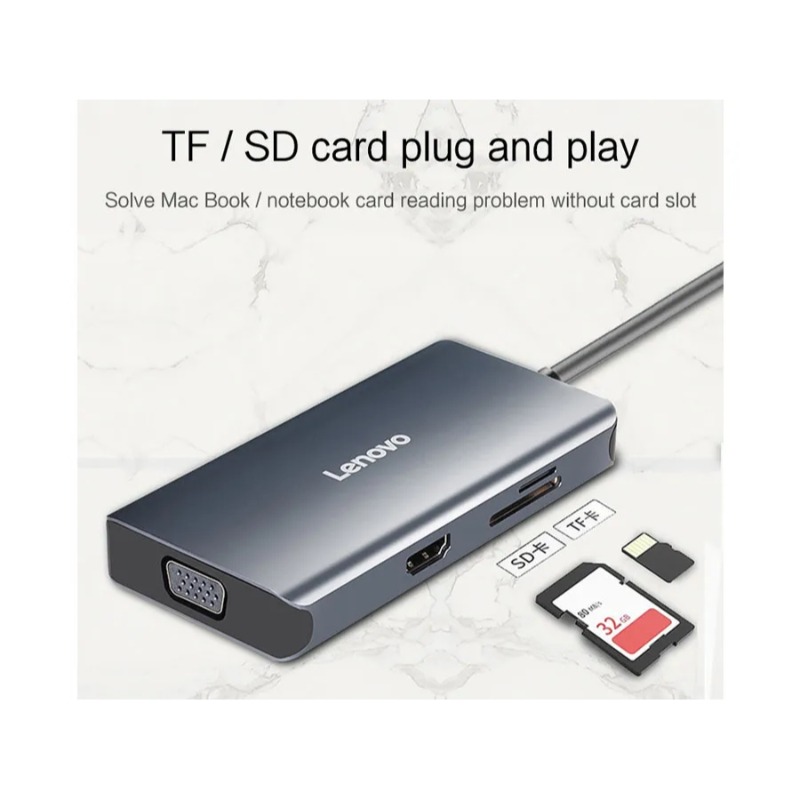 هاب 7 پورت تایپ سی لنوو مدل LX0807G New Multifunctional Type C Hub image gallery