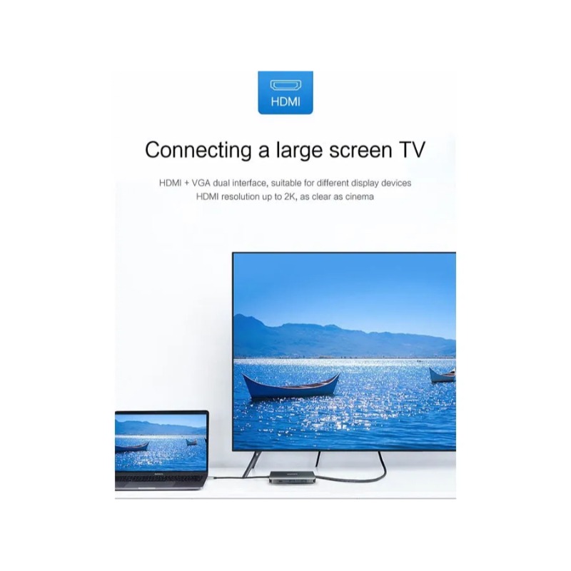 هاب 7 پورت تایپ سی لنوو مدل LX0807G New Multifunctional Type C Hub image gallery