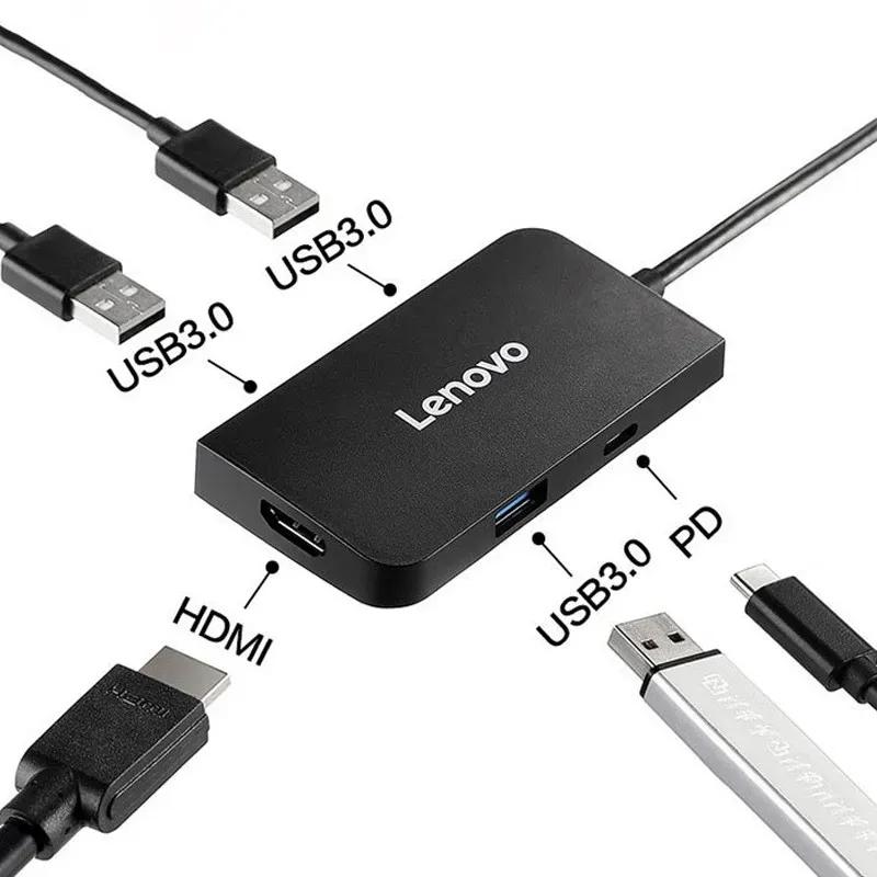 هاب 5 پورت تایپ سی لنوو مدل S705 5 in 1 Type C HUB Adapter HDMI PD image gallery