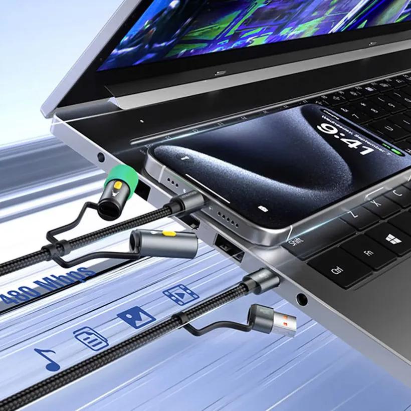 کابل چندکاره بیوا مدل C-39 6 in 1 Multifunction Data Cable طول 1.2 متر توان 60 وات image gallery