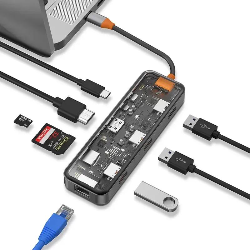 هاب 8 پورت تایپ سی بیوا مدل HUB-03 Type-C 8 in 1 Docking Station image gallery