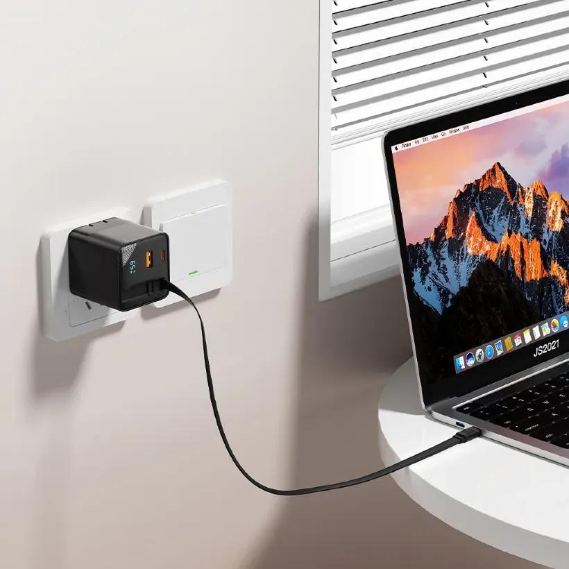 شارژر دیواری بیوا مدل HC-59 GaN Fast Charger توان 65 وات همراه با کابل جمع شونده image gallery