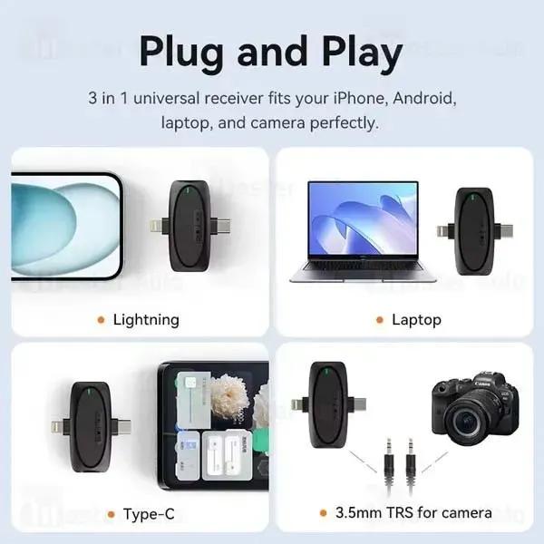 میکروفون یقه ای بیوا مدل Wireless Microphone WM-03 دارای 2 فرستنده image gallery