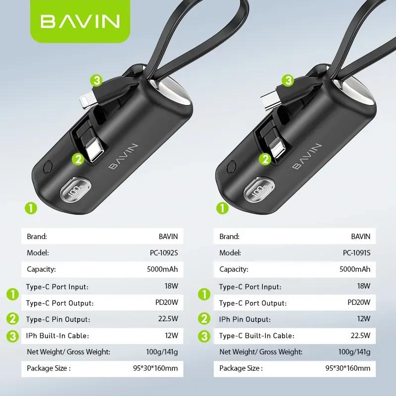 پاوربانک 5000 باوین مدل PC1092s توان 22.5 وات همراه با کانکتور تایپ سی image gallery