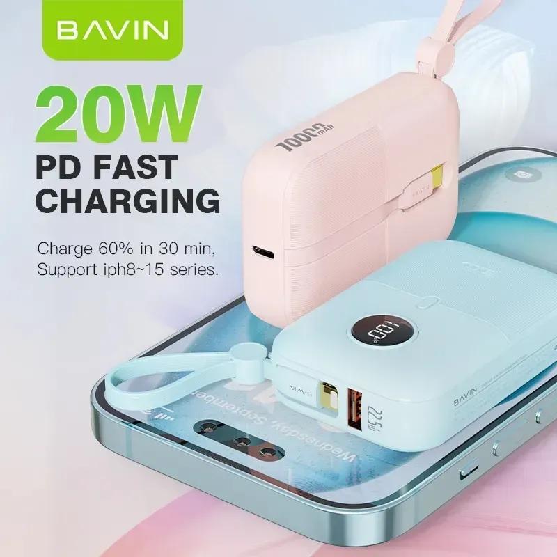 پاوربانک 10000 باوین مدل PC1089S توان 22.5 وات همراه با کابل متصل image gallery