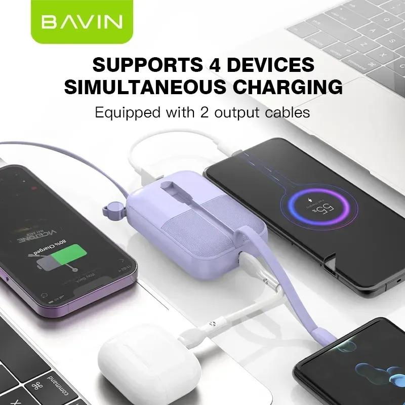 پاوربانک 10000 باوین مدل PC1089S توان 22.5 وات همراه با کابل متصل image gallery