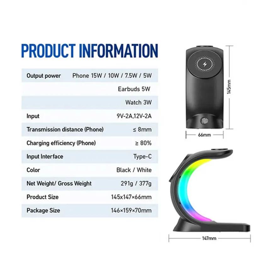 استند و شارژر وایرلس چندکاره مگنتی بیوا مدل WLC-13 3in1 Fast Wireless Charger با امکان شارژ اپل واچ image gallery