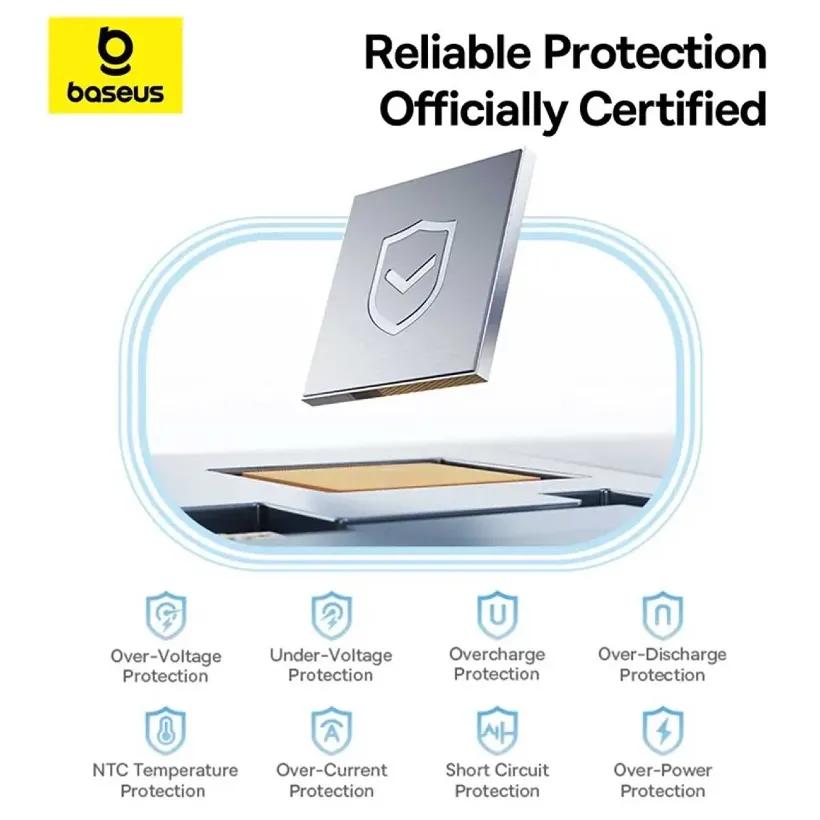 پاوربانک باسئوس مدل Picogo P10076803123 ظرفیت 10000mAh توان 45 وات همراه با کابل متصل image gallery