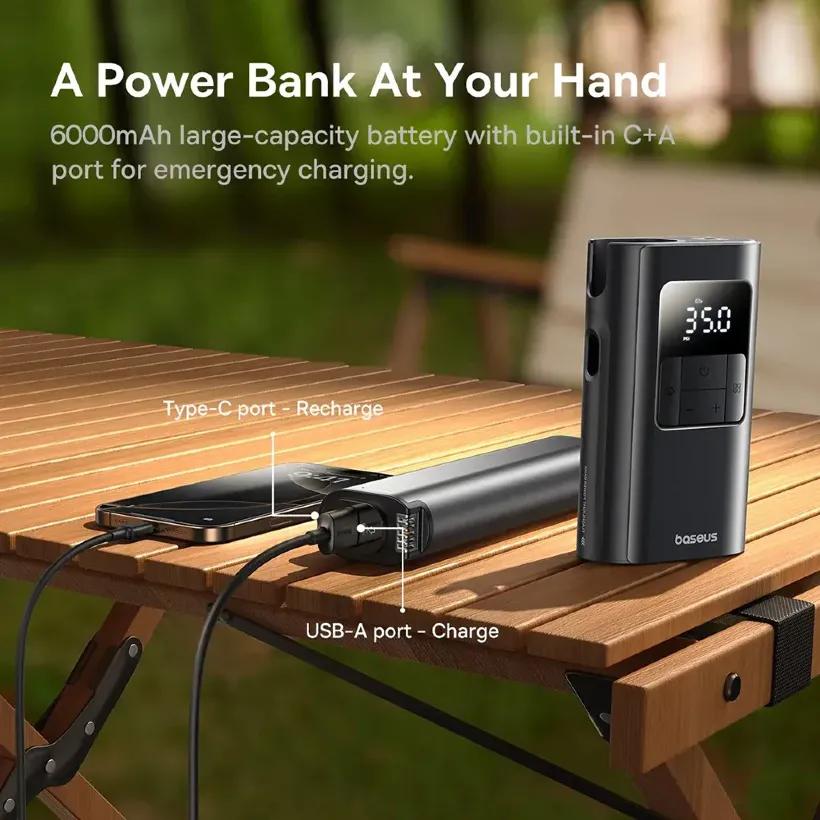 پاوربانک و کمپرسور باد باسئوس مدل Baseus VA1 PrimeTrip 2 in 1 Tire Inflator C11169001121 دارای چراغ قوه image gallery