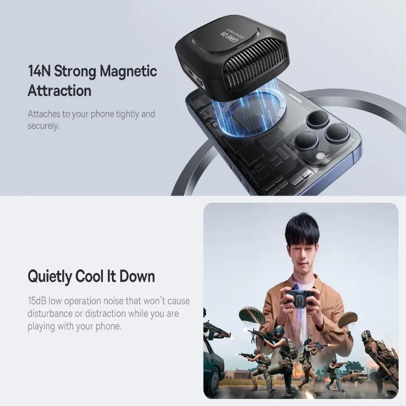 شارژر وایرلس مگنتی و فن خنک کننده موبایل باسئوس مدل  Baseus MagPro II BS-PS036 توان 15 وات image gallery