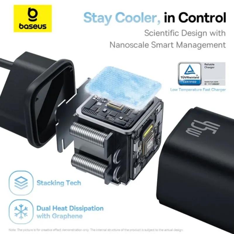 شارژر دیواری فست شارژ باسئوس مدل  Baseus PicoGo GaN 45W P10176800123-00 توان 45 وات image gallery