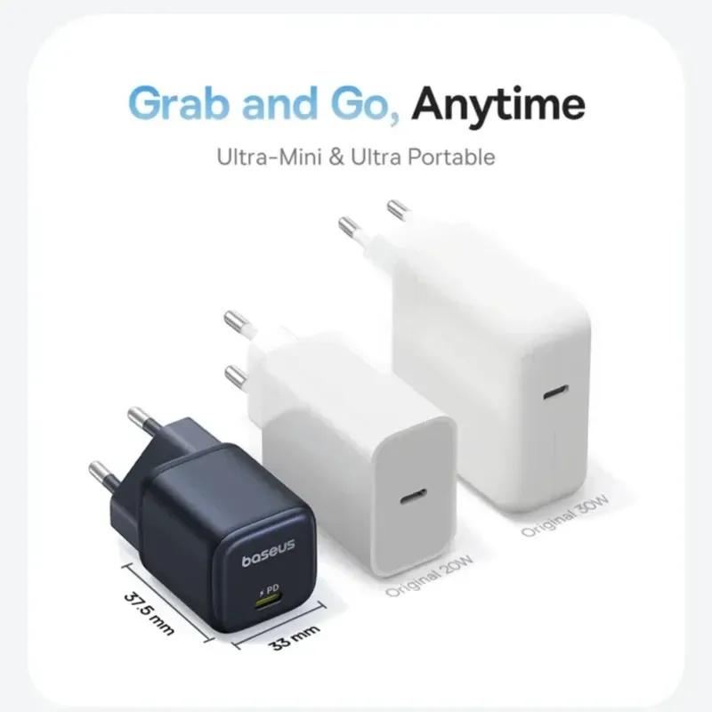 شارژر دیواری فست شارژ باسئوس مدل  Baseus PicoGo GaN 45W P10176800123-00 توان 45 وات image gallery