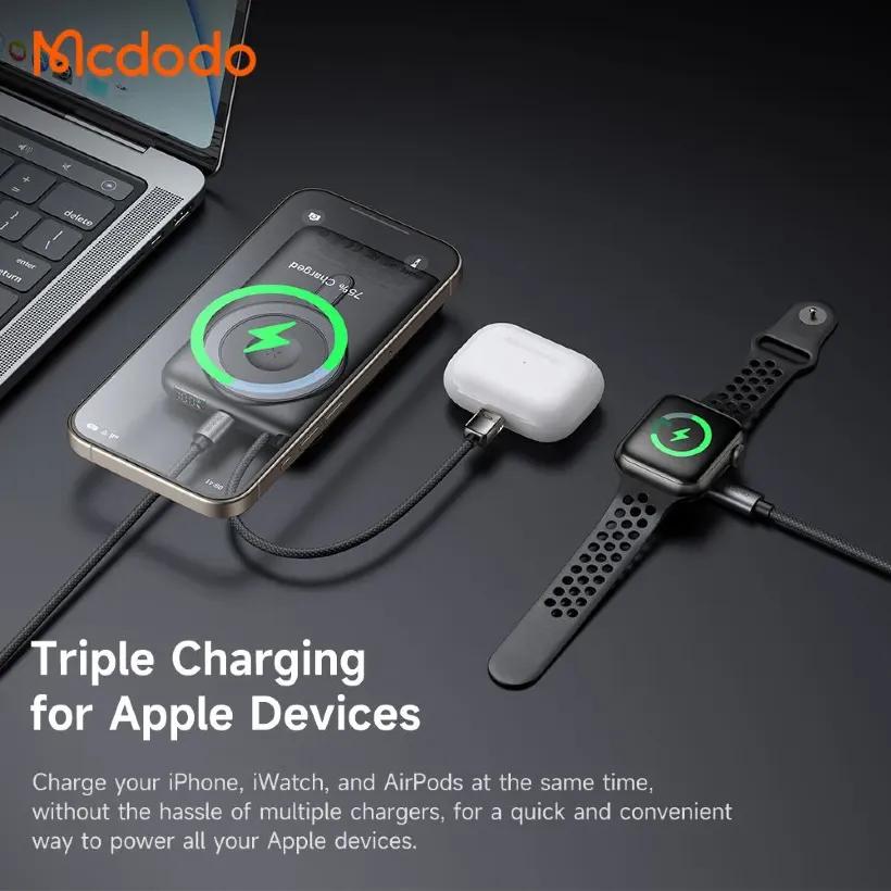 پاوربانک وایرلس 10000 مگنتی مک دودو مدل  MC-6320 توان 20 وات دارای کابل متصل و استند image gallery