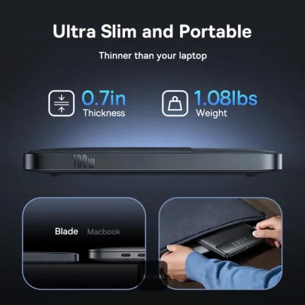 پاوربانک باسئوس مدل  Blade H1 P10021604123 ظرفیت 20000 میلی آمپر توان 100 وات image gallery