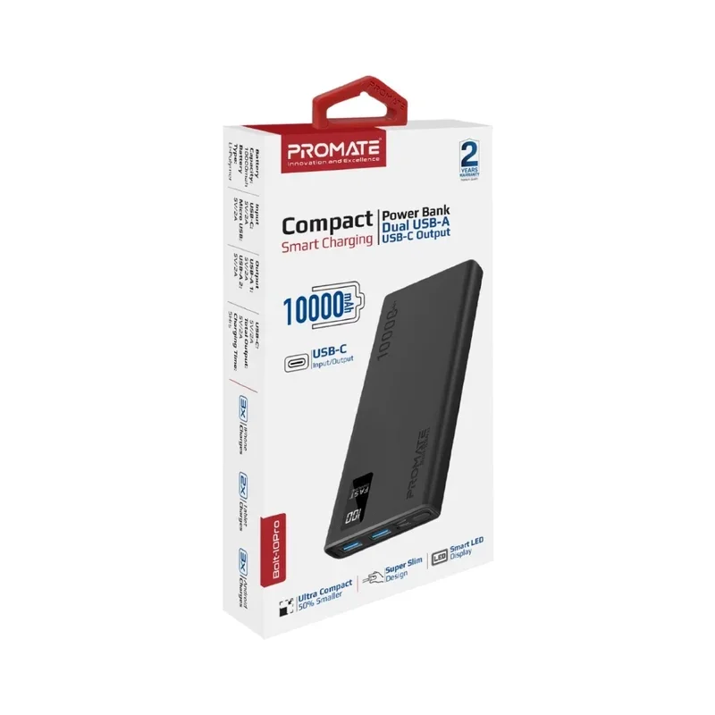 پاوربانک پرومیت مدل Promate BOLT-10PRO.BLACK ظرفیت 10000 میلی آمپر ساعت image gallery