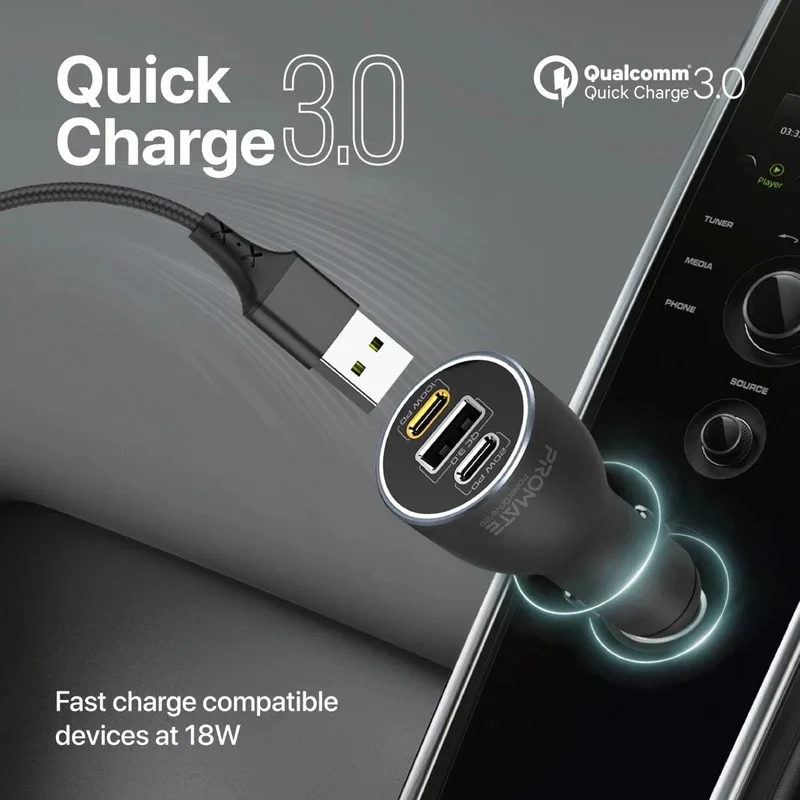 شارژر فندکی پرومیت Promate RapidCharge مدل PowerDrive-120 120W - مشکی image gallery
