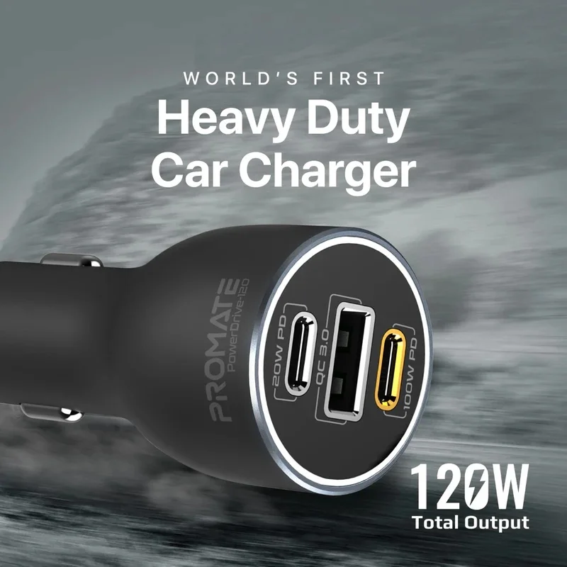 شارژر فندکی پرومیت Promate RapidCharge مدل PowerDrive-120 120W - مشکی image gallery
