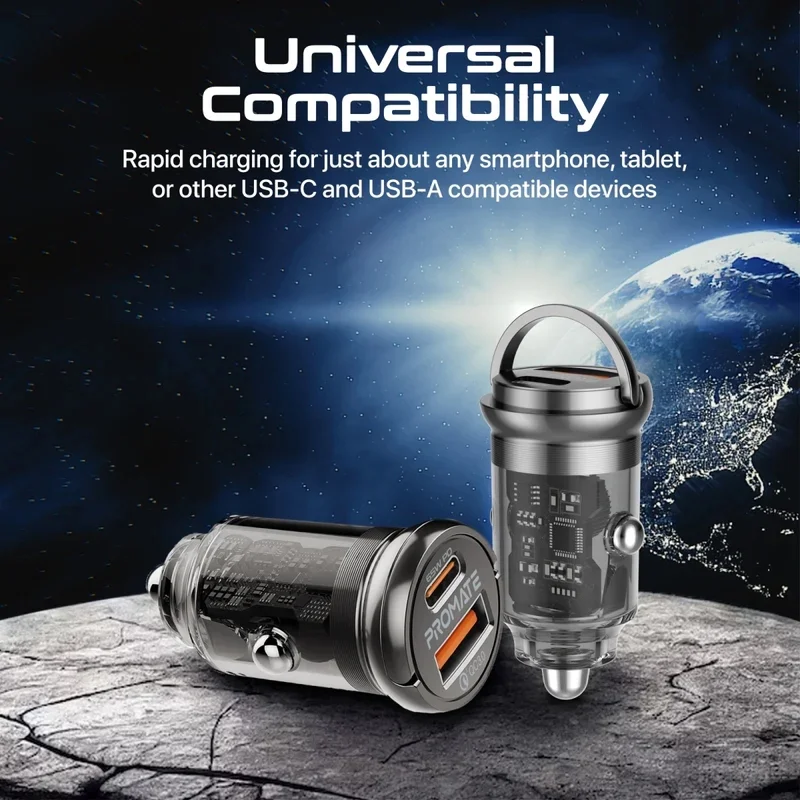 شارژر فندکی 65 وات پرومیت مدل TRANSDRIVE-65W با دو پورت USB-C و USB-A image gallery