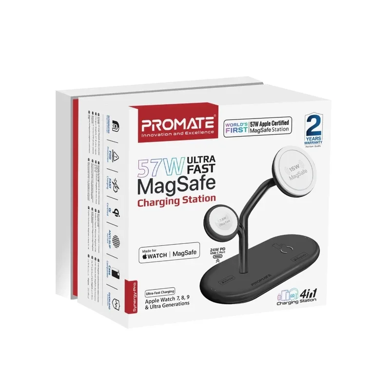 شارژر بی‌سیم پرومیت مدل Promate SYNERGY-PRO با چهار درگاه شارژ- مشکی image gallery