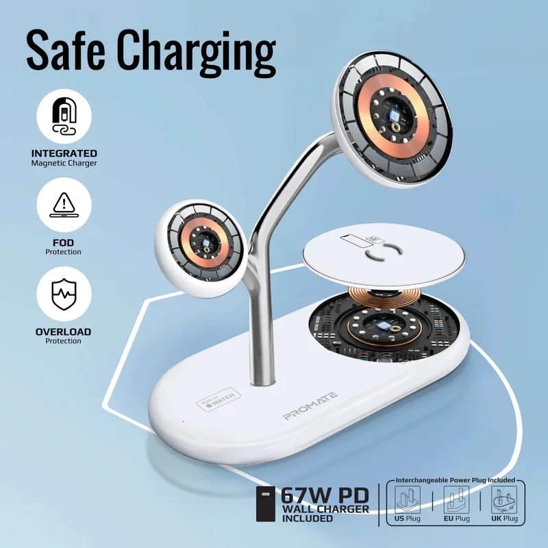 شارژر بی‌سیم پرومیت مدل Promate SYNERGY-PRO با چهار درگاه شارژ- سفید image gallery