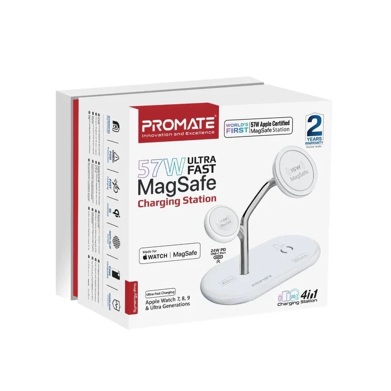 شارژر بی‌سیم پرومیت مدل Promate SYNERGY-PRO با چهار درگاه شارژ- سفید image gallery