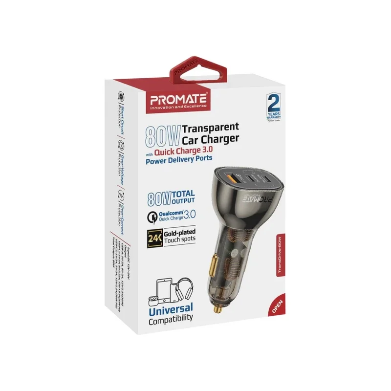 شارژر فندکی پرومیت مدل promate TRANSDRIVE-80W با ظرفیت 80 وات image gallery