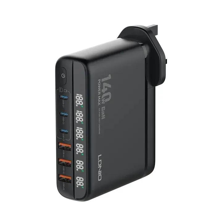 شارژر دیواری 6 پورت الدینیو مدل A6140C GaN توان 140 وات