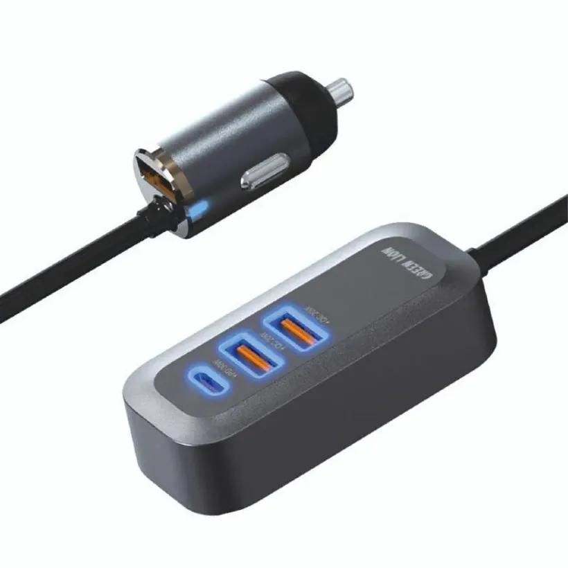 شارژر فندکی گرین لاین مدل  Triple QC and PD Car Charger GN100WPDQCBK توان 100 وات