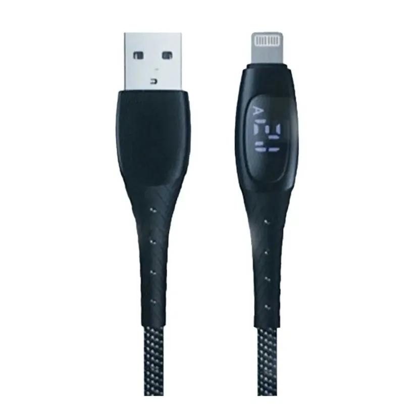 کابل لایتنینگشیائومی QCY مدل LED Digital Display Data Line توان 2.1 آمپر طول 1.2 متر