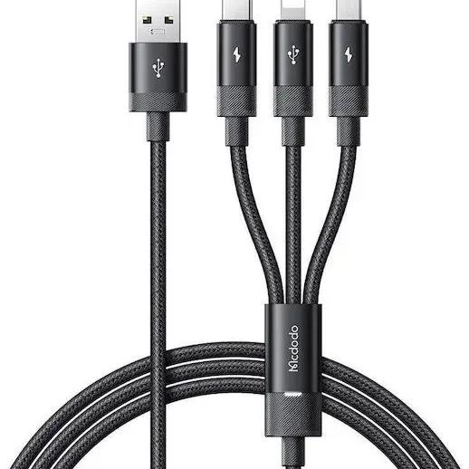 کابل سه سر مک دودو مدل CA-5790 3 In 1 توان 15 وات طول 1.2 متر