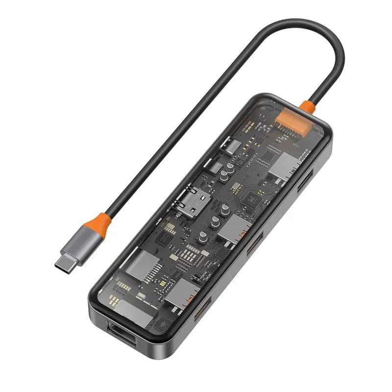 هاب 8 پورت تایپ سی بیوا مدل HUB-03 Type-C 8 in 1 Docking Station