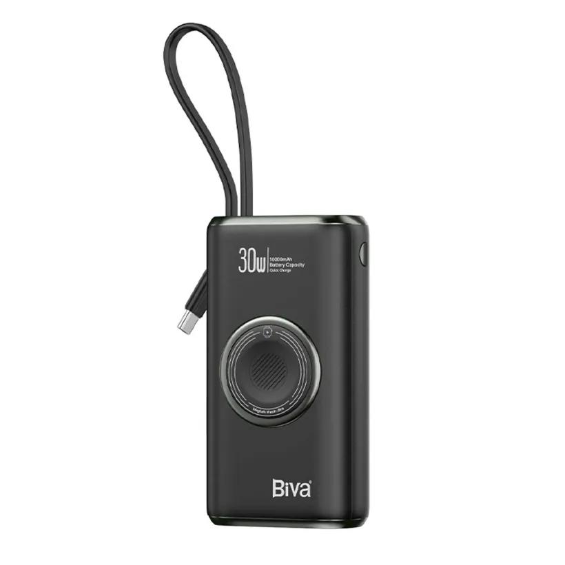 پاوربانک وایرلس 10000 مگنتی بیوا مدل BP-027 توان 30 وات با قابلیت شارژ اپل واچ و کابل متصل