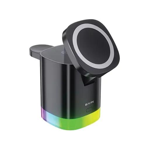 استند و شارژر وایرلس چندکاره باوین مدل PC1033 توان 15 وات با قابلیت شارژ اپل واچ