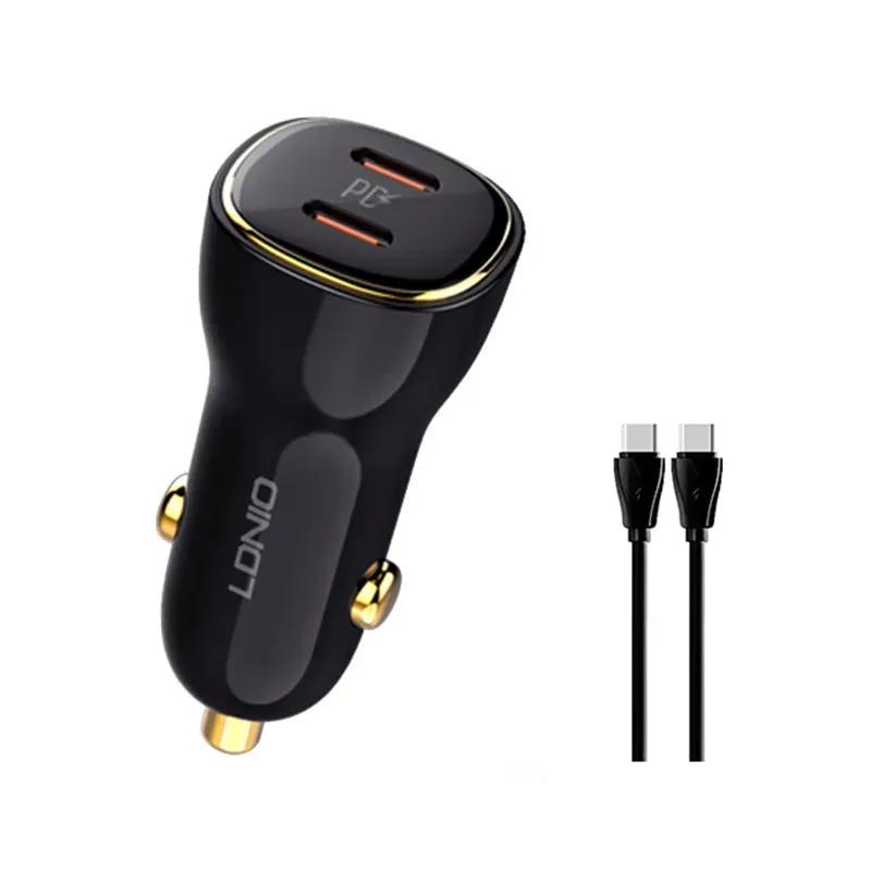 شارژر فندکی الدینیو مدل C104 توان 60 وات همراه با کابل